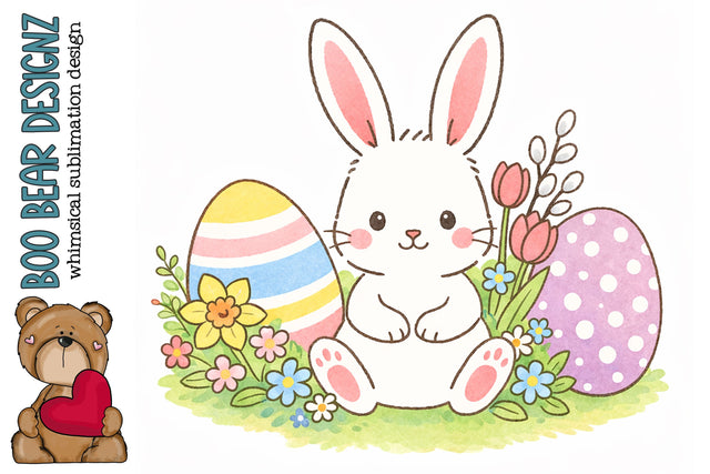 Whimsical Easter Bunny Clipart Sublimation Boo Bear Designz 