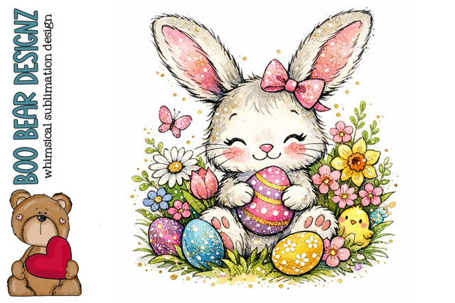 Whimsical Easter Bunny Clipart Sublimation Boo Bear Designz 