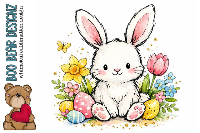Whimsical Easter Bunny Clipart Sublimation Boo Bear Designz 