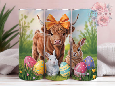 Whimsical Easter Bunny Cow Tumbler, Highland Cow Tumbler, Whimsical Cow Wrap, Festive Bunny Wrap, Rustic Cow Wrap, Sublimation Design, Trendy Gift Idea Sublimation Li Zamperini 