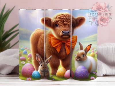 Whimsical Easter Bunny Cow Tumbler, Highland Cow Tumbler, Whimsical Cow Wrap, Festive Bunny Wrap, Rustic Cow Wrap, Sublimation Design, Trendy Gift Idea Sublimation Li Zamperini 