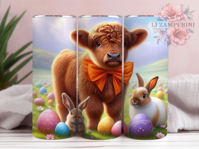Whimsical Easter Bunny Cow Tumbler, Highland Cow Tumbler, Whimsical Cow Wrap, Festive Bunny Wrap, Rustic Cow Wrap, Sublimation Design, Trendy Gift Idea Sublimation Li Zamperini 