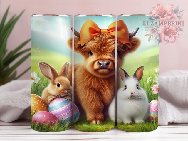 Whimsical Easter Bunny Cow Tumbler, Highland Cow Tumbler, Whimsical Cow Wrap, Festive Bunny Wrap, Rustic Cow Wrap, Sublimation Design, Trendy Gift Idea Sublimation Li Zamperini 
