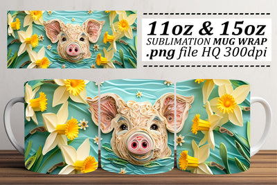 Whimsical Easter Bunny Mug Wrap Sublimation, 11oz 15oz, 3D Easter Art, Springtime Happiness Sublimation afrosvg 