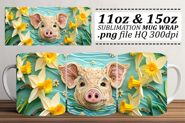 Whimsical Easter Bunny Mug Wrap Sublimation, 11oz 15oz, 3D Easter Art, Springtime Happiness Sublimation afrosvg 