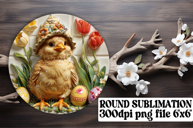 Whimsical Easter Bunny Sublimation Trio - Circle, Keychain, Coaster Sublimation afrosvg 