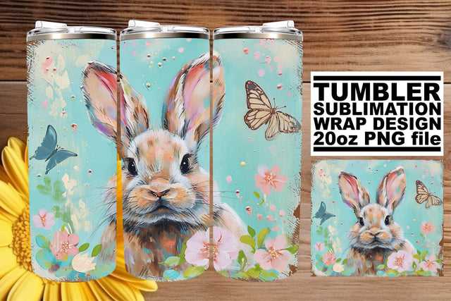 Whimsical Easter Bunny Tumbler Art Sublimation afrosvg 