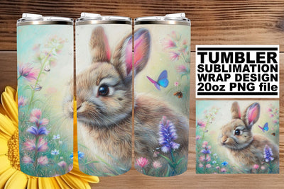 Whimsical Easter Bunny Tumbler Art Sublimation afrosvg 