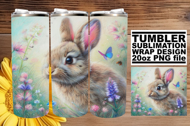 Whimsical Easter Bunny Tumbler Art Sublimation afrosvg 