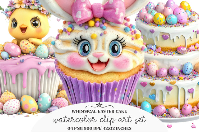 Whimsical Easter Cake Clipart Sublimation designmaster24 