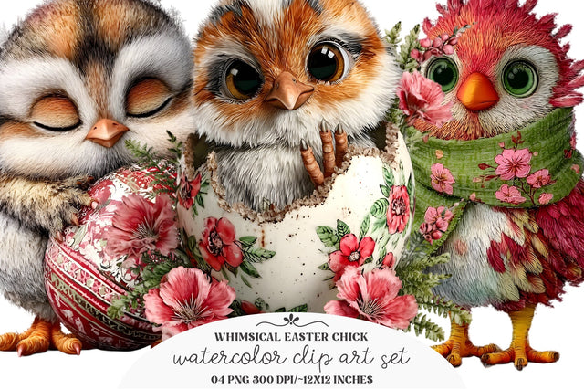 Whimsical Easter Chick Clipart Sublimation designmaster24 