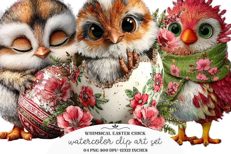 Whimsical Easter Chick Clipart Sublimation designmaster24 