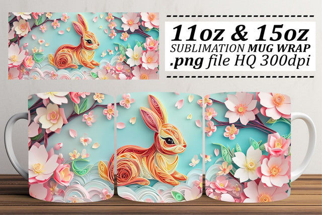 Whimsical Easter Chick Parade Mug Design, Sublimation Wrap, 11oz 15oz, 3D Easter Art, Spring Joy Sublimation afrosvg 