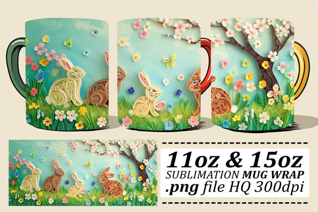 Whimsical Easter Egg Basket Mug Wrap Sublimation, 11oz 15oz, Festive 3D Design, Spring Celebration Sublimation afrosvg 