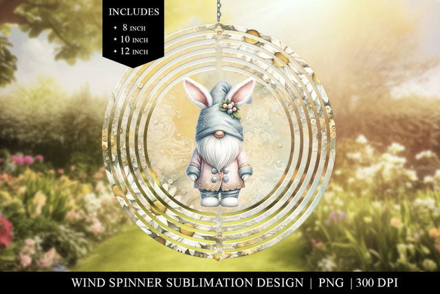 Whimsical Easter Gnome & Daisy Wind Spinner Sublimation PNG Sublimation BijouBay 