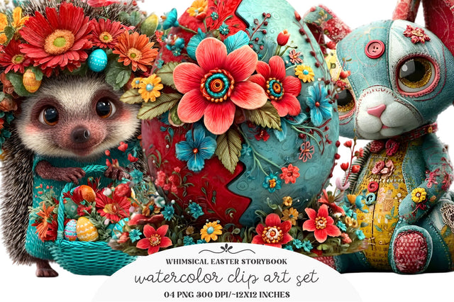 Whimsical Easter Storybook Clipart Sublimation designmaster24 