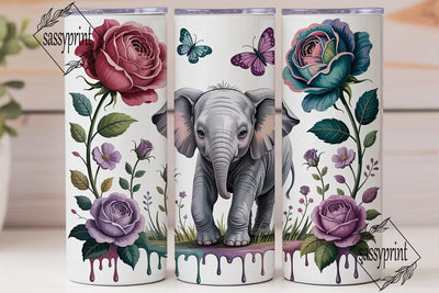 Whimsical Elephant Tumbler Wrap Sublimation sassyprint 