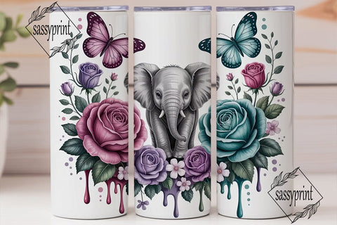 Whimsical Elephant Tumbler Wrap Sublimation sassyprint 