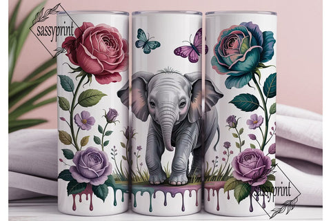 Whimsical Elephant Tumbler Wrap Sublimation sassyprint 
