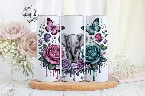 Whimsical Elephant Tumbler Wrap Sublimation sassyprint 