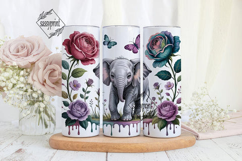 Whimsical Elephant Tumbler Wrap Sublimation sassyprint 