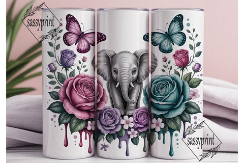 Whimsical Elephant Tumbler Wrap Sublimation sassyprint 