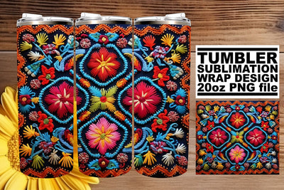Whimsical Embroidered Abstract Charm Wrap for 20oz Tumbler Sublimation afrosvg 
