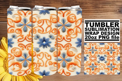 Whimsical Embroidered Abstract Charm Wrap for 20oz Tumbler Sublimation afrosvg 
