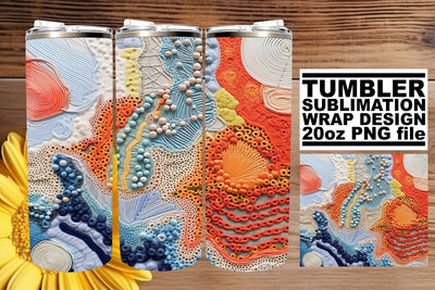 Whimsical Embroidery on 3D Tumbler Sublimation afrosvg 