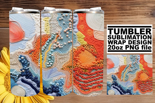 Whimsical Embroidery on 3D Tumbler Sublimation afrosvg 