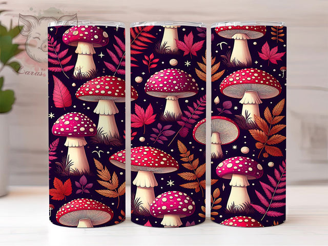 Whimsical Fairy Cottagecore Mushroom Tumbler, Cottagecore Wrap Design, 20Oz Skinny Tumbler, Whimsical Forest Sublimation, Magical Mushroom Drinkware, Pastel Fairy Tumbler, Enchanted Nature Wrap Sublimation Lara' s Designs 