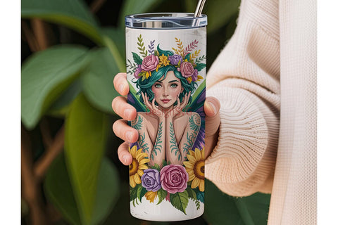 Whimsical Fairy Tumbler Wrap Design Sublimation DesignSVG 