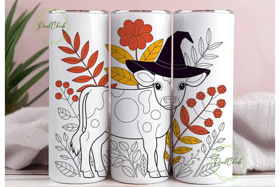 Whimsical Fall Cow 20oz Tumbler Wrap Sublimation PixelChick 