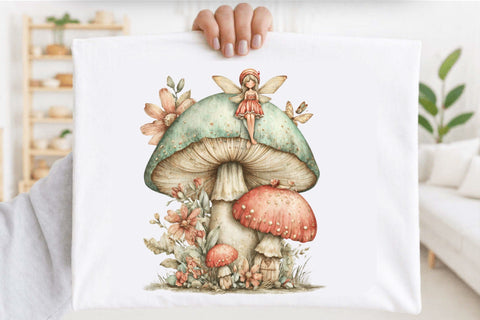 Whimsical Fall Mushroom Basket Clipart Bundle. Sublimation SVGArt 