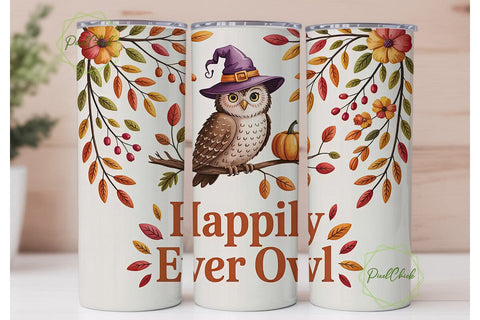Whimsical Fall Owl 20oz Tumbler Wrap Sublimation PixelChick 