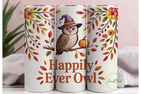 Whimsical Fall Owl 20oz Tumbler Wrap Sublimation PixelChick 