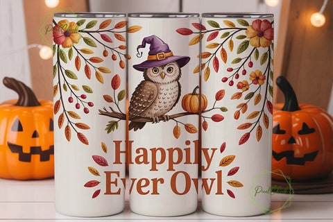 Whimsical Fall Owl 20oz Tumbler Wrap Sublimation PixelChick 