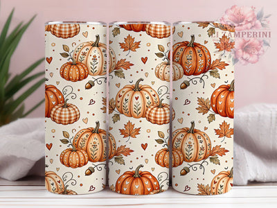 Whimsical Fall Pumpkins 20oz Tumbler, Pumpkin Motif, Whimsical Design, Fall Theme, Harvest Season, Rustic Charm, 20oz Wrap, Sublimation Tumbler Sublimation Li Zamperini 