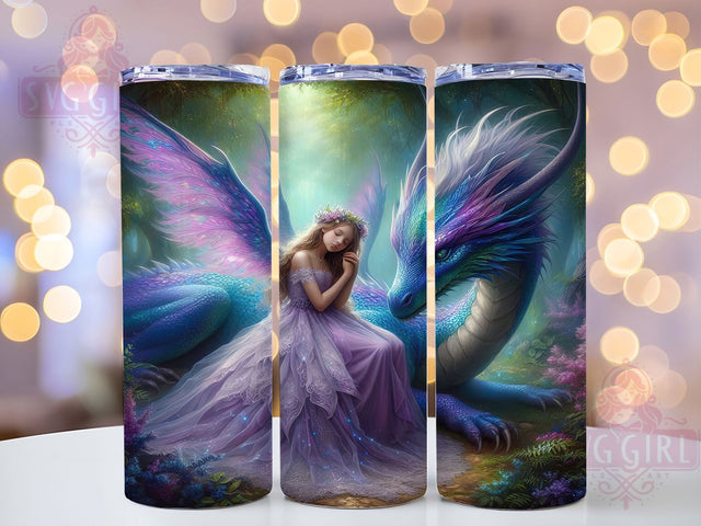 Whimsical Fantasy Dragon Girl Tumbler, Fantasy Wrap Design, 20Oz Skinny Tumbler, Magical Creature Sublimation, Enchanted Girl Tumbler, Mythical Dragon Wrap, Whimsical Fantasy Design Sublimation SvggirlplusArt 