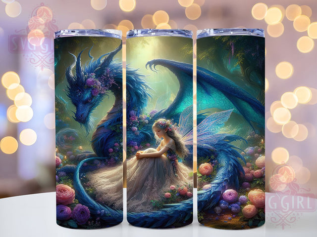 Whimsical Fantasy Dragon Girl Tumbler, Fantasy Wrap Design, 20Oz Skinny Tumbler, Magical Creature Sublimation, Enchanted Girl Tumbler, Mythical Dragon Wrap, Whimsical Fantasy Design Sublimation SvggirlplusArt 