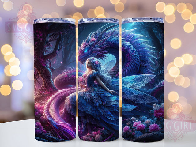 Whimsical Fantasy Dragon Girl Tumbler, Fantasy Wrap Design, 20Oz Skinny Tumbler, Magical Creature Sublimation, Enchanted Girl Tumbler, Mythical Dragon Wrap, Whimsical Fantasy Design Sublimation SvggirlplusArt 