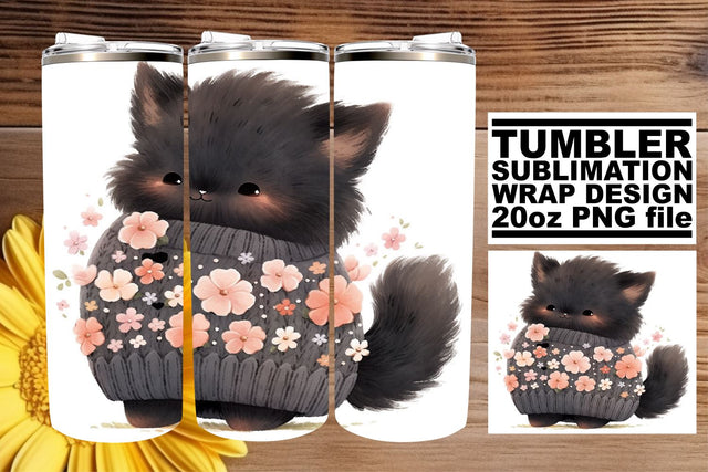 Whimsical Feline Watercolor Tumbler Wrap Sublimation Set Sublimation afrosvg 