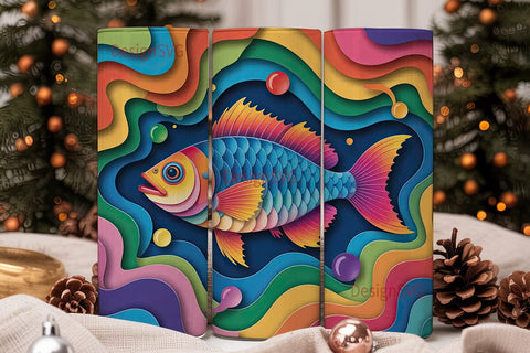 Whimsical Fish 20oz Tumbler Wrap Sublimation DesignSVG 