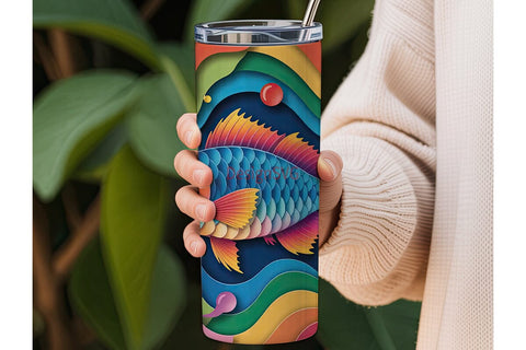 Whimsical Fish 20oz Tumbler Wrap Sublimation DesignSVG 