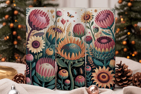 Whimsical Floral 20oz Tumbler Wrap Sublimation DesignSVG 