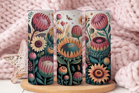 Whimsical Floral 20oz Tumbler Wrap Sublimation DesignSVG 