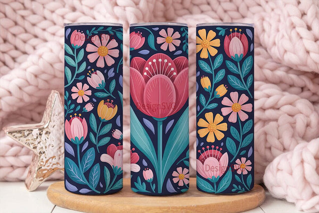 Whimsical Floral 20oz Tumbler Wrap Sublimation DesignSVG 