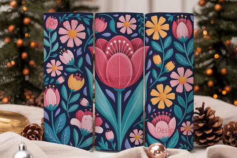Whimsical Floral 20oz Tumbler Wrap Sublimation DesignSVG 