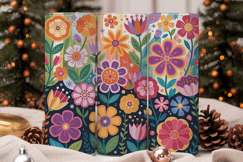 Whimsical Floral 20oz Tumbler Wrap Sublimation DesignSVG 