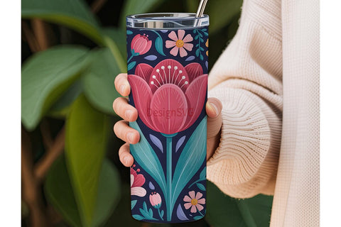 Whimsical Floral 20oz Tumbler Wrap Sublimation DesignSVG 